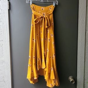 Anthropologie Faithful the Brand Belted Orange Gold Floral Skirt, 6